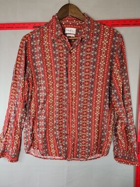 Haiku Red Multi-Pattern Casual Button-Down Shirt